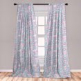 thumbnail image 1 of Hawaii Curtains 2 Panels Set, Tropic Doodle with American Girl Wearing Grass Skirt Flower Patterned Shirt, Window Drapes for Living Room Bedroom, Pale Blue Pink, by Ambesonne, 1 of 2