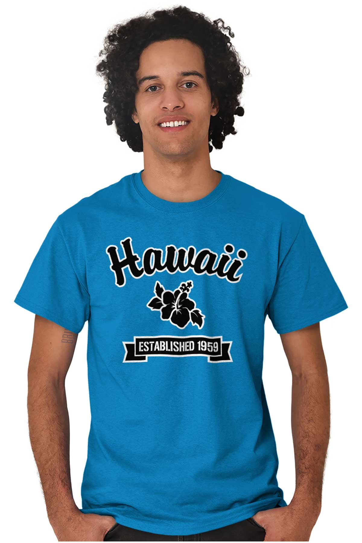 Hawaii Cute Hibiscus Flower Souvenir Men's Graphic T Shirt Tees Brisco