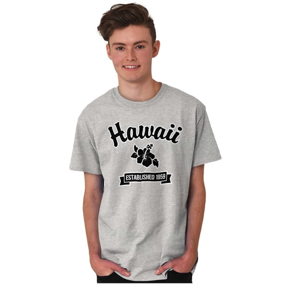 Hawaii Cute Hibiscus Flower Souvenir Men's Graphic T Shirt Tees Brisco Brands X