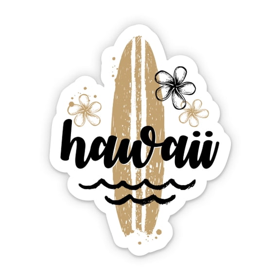 Hawaii Cute Surf Island - 3" Vinyl Sticker - For Car Laptop Water Bottle Phone - Waterproof Decal