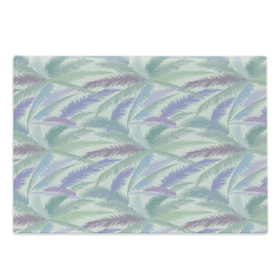 Hawaii Cutting Board, Abstract Floral Arrangement the Arecaceae Foliage Leaves Flowering Tropic Plants, Decorative Tempered Glass Cutting and Serving Board, Large Size, Multicolor, by Ambesonne