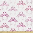 thumbnail image 1 of Ambesonne Hawaii Fabric by the Yard Upholstery, Cutsy Love Flamingos Art, 3 Yards, Pink and Pastel Pink, 1 of 4