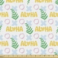 thumbnail image 1 of Hawaii Fabric by the Yard Upholstery, Cartoon Style Aloha Word with Exotic Leaf in Pastel Tones, Decorative Fabric for DIY and Home Accents, 2 Yards, Mustard Pale Blue by Ambesonne, 1 of 4