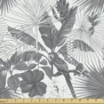 thumbnail image 1 of Ambesonne Hawaii Fabric by the Yard Upholstery, Monochrome Exotic Parrot, 1 Yard, Grey White, 1 of 4