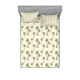 thumbnail image 1 of Hawaii Fitted Sheet & Pillow Sham Set, Repetitive Jungle Trees Pattern Hand Drawn Pastel Tropical Palms, Decorative Printed 6 Piece Bedding Decor Set, King, Cream Cocoa and Khaki, by Ambesonne, 1 of 3