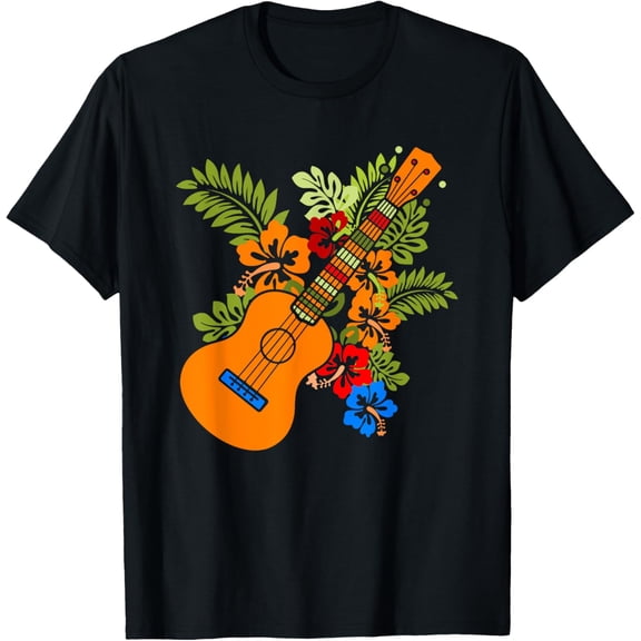 Hawaii Floral Uke Ukulele - Flower Aloha Ukulele T-Shirt