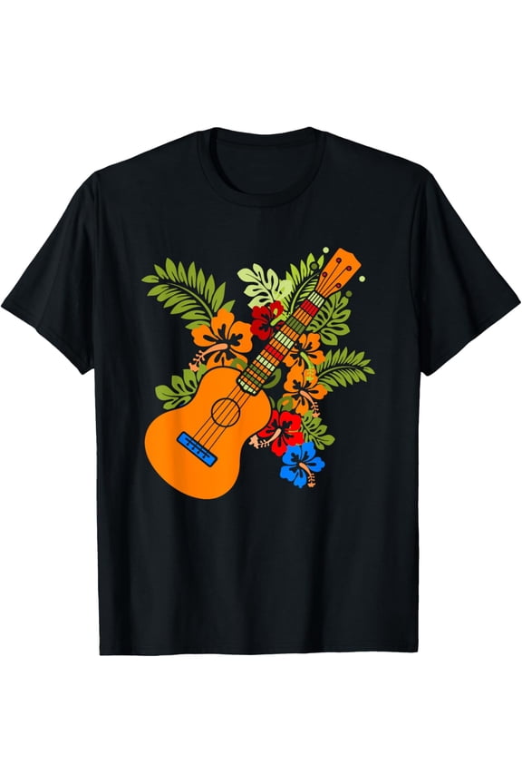 Hawaii Floral Uke Ukulele - Flower Aloha Ukulele T-Shirt