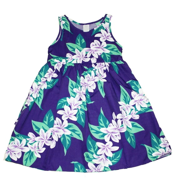 Hawaii Flower Print Girl's Purple Dresses,  Hand Made in Hawaii, Kids Size 10