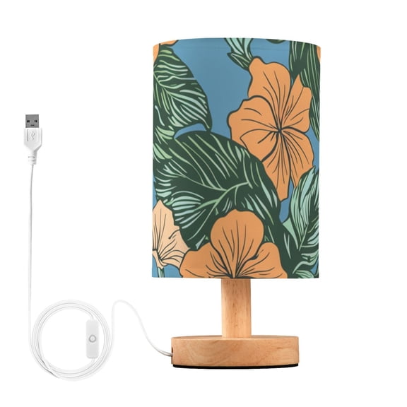 Hawaii Flowers Leaves Table Lamp with USB Port LED Warm Light Lamp Night Light Home Decor