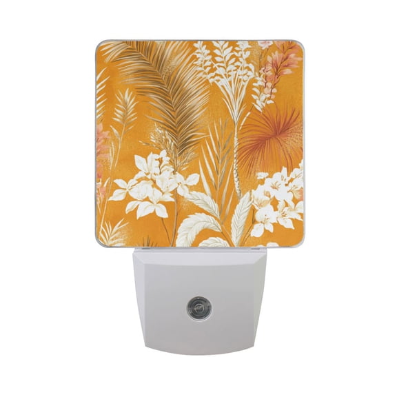 Hawaii Flowers Palm Leaves Pampas Grass Tropical LED Night Light with Smart Sensor Plug Into Wall Dusk to Dawn 2 packs