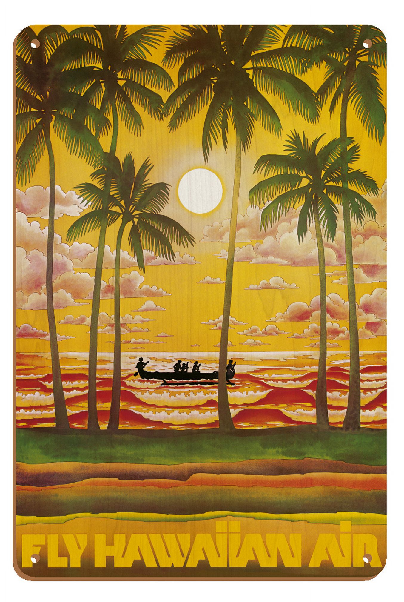 Hawaiian Air アートマップ ビンテージポスター Hawaii-Fly-Hawaiian-Air-
