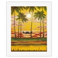 thumbnail image 1 of Hawaii - Fly Hawaiian Air - Hawaiian Airlines - Vintage Airline Travel Poster c.1970s - Fine Art Rolled Canvas Print 16in x 20in, 1 of 4