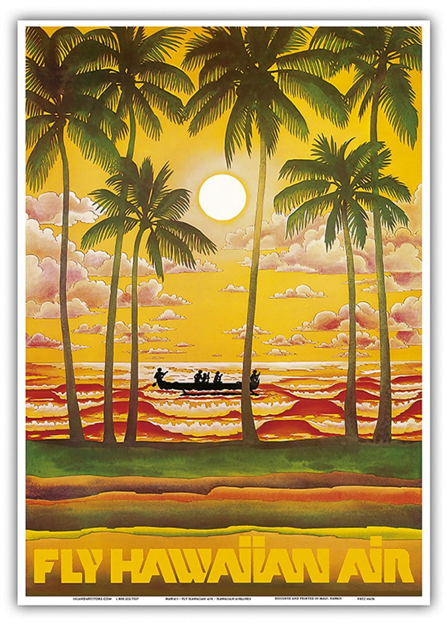 Hawaiian Air アートマップ ビンテージポスター Amazon.com: Fly