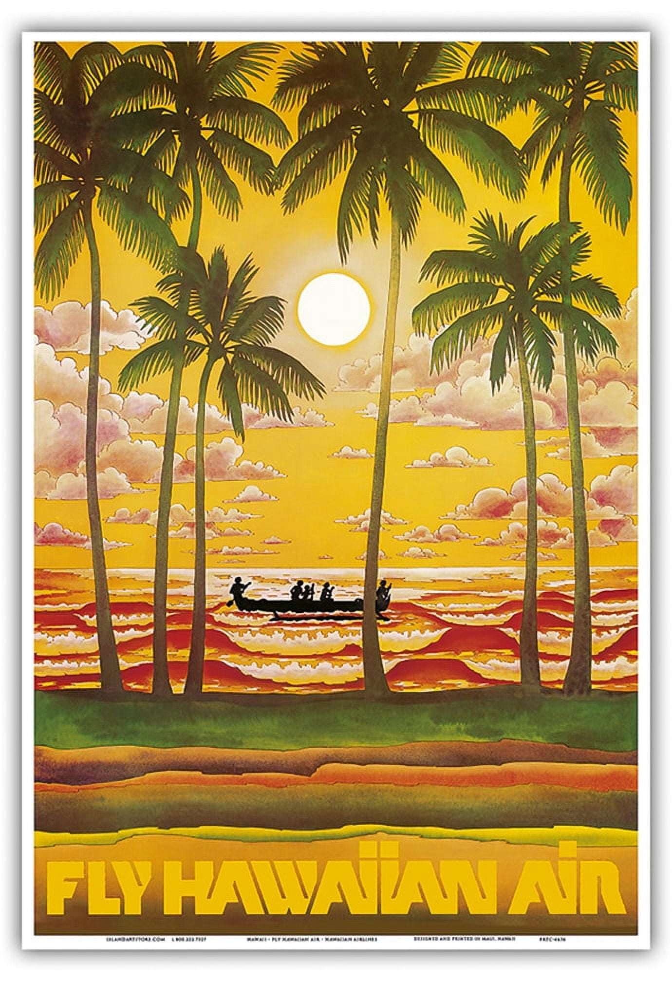 Hawaiian Air アートマップ ビンテージポスター Hawaii-Fly-Hawaiian-Air-