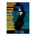 thumbnail image 1 of Hawaii - Fly Teal (Tasman Empire Airways Limited) - Wahine (Girl) with Orchids - Vintage Airline Travel Poster by Arthur Alfred Thompson c.1955 - Bamboo Fine Art 290gsm Paper (Unframed) 12x16in, 1 of 4