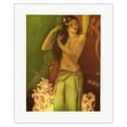 thumbnail image 1 of Hawaii - Girl Decorating Hair - Royal Hawaiian Hotel - Vintage Color Aquatint Etching by John Melville Kelly c.1946 - Fine Art Rolled Canvas Print 11in x 14in, 1 of 4