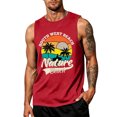 thumbnail image 1 of Hawaii Graphic Tank Tops for Men, Summer Beach Vacation Sleeveless Muscle Cut Off Workout Shirts Palm Tree Gym Tops, 1 of 3