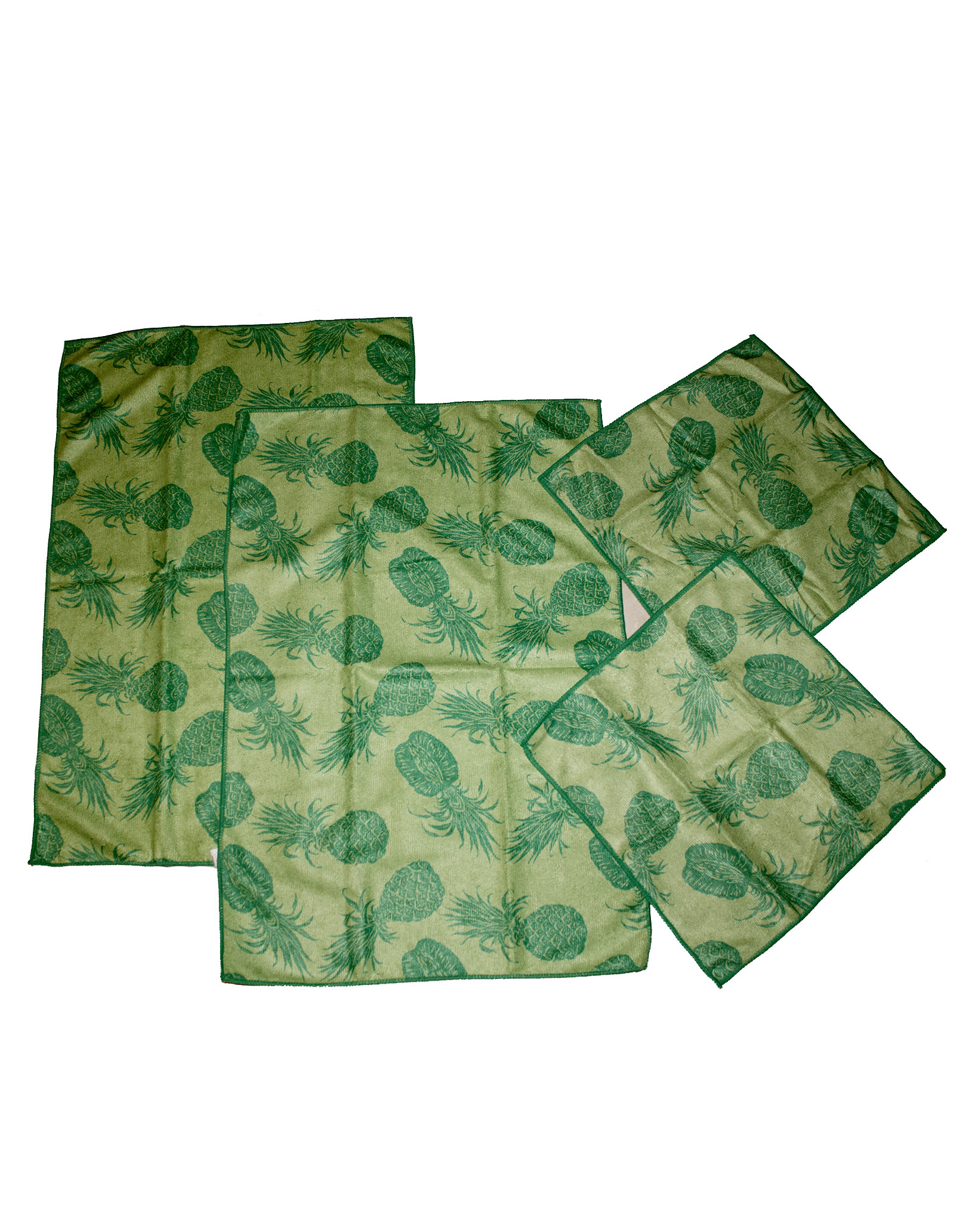 Hawaii Green Pineapple 4 Piece Set Microfiber Kitchen Towels and Dish Cloths