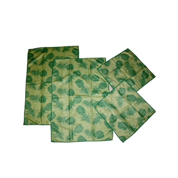 Hawaii Green Pineapple 4 Piece Set Microfiber Kitchen Towels and Dish Cloths