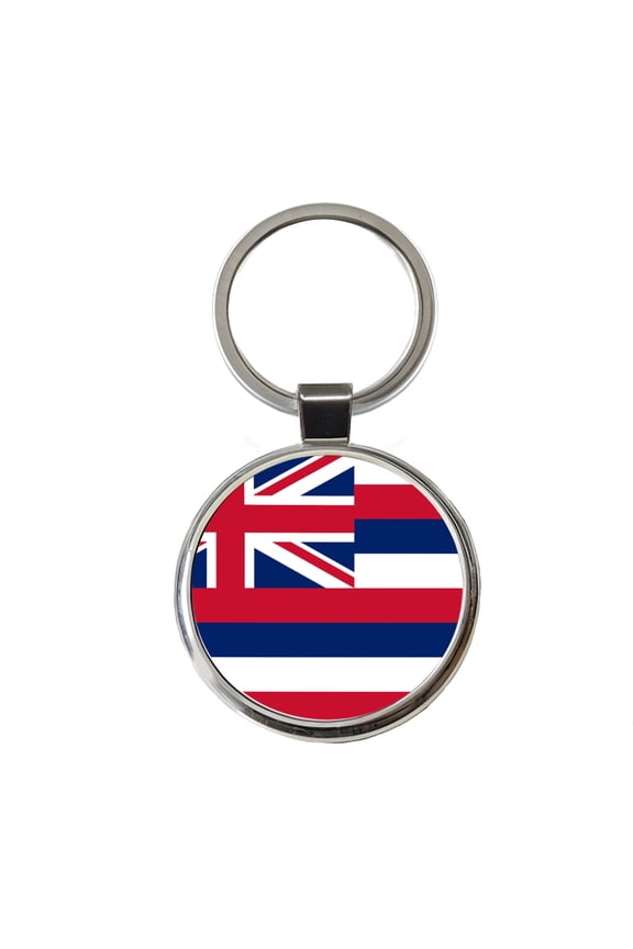 Hawaii HI State Flag Metal Round Keychain