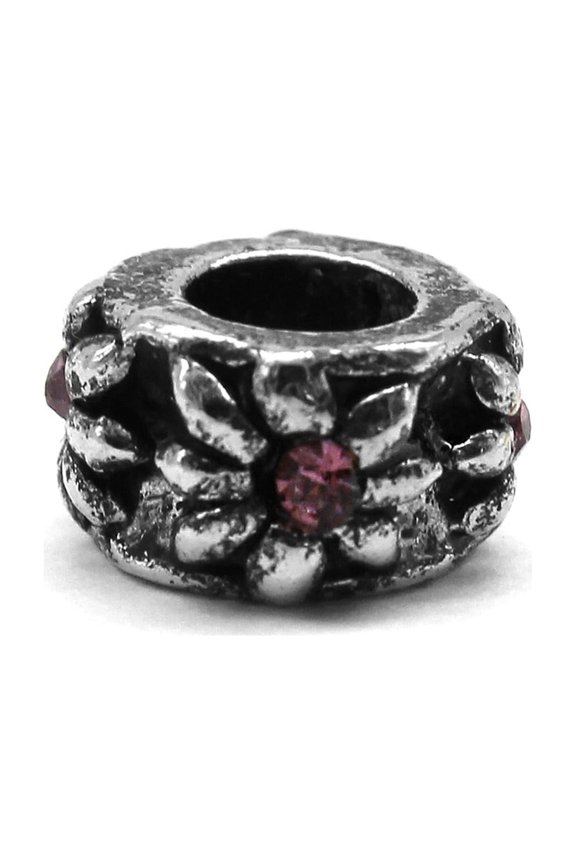 Hawaii Hang Loose Lifestyle Bead Charm Plumeria with Sparkly Pink