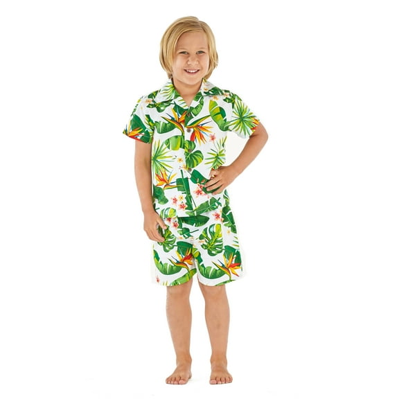 Hawaii Hangover Boy Aloha Luau Shirt Cabana Set in Vintage Tropical Toile