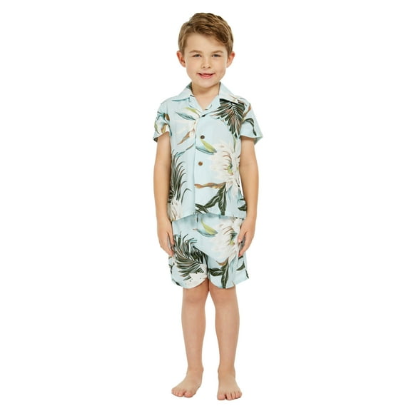 Hawaii Hangover Boy Aloha Luau Shirt Cabana Set in Wispy Cereus Black