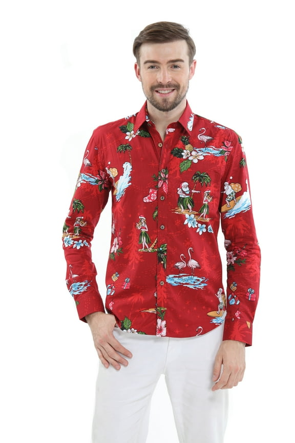 Men and Big Men Holiday Longsleeve Shirt,up to size 3XL