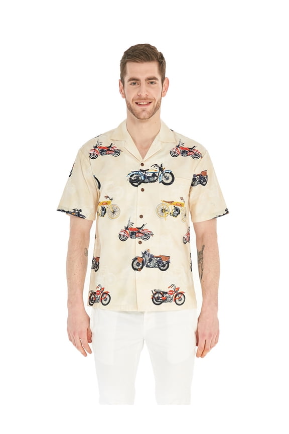 Men and Big Men Motorcycles Hawaiian Shirt, up to size 3XL