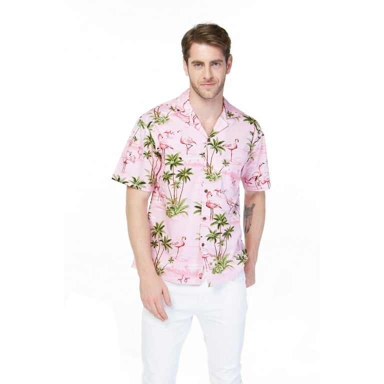 Hawaii Hangover Men and Big Men Pink flamingo Shirt up to size 3XL