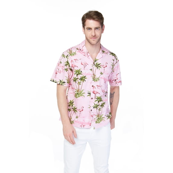 Hawaii Hangover Men and Big Men Pink flamingo Shirt, up to size 3XL