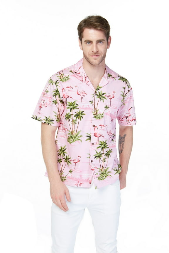 Men and Big Men Pink flamingo Shirt, up to size 3XL