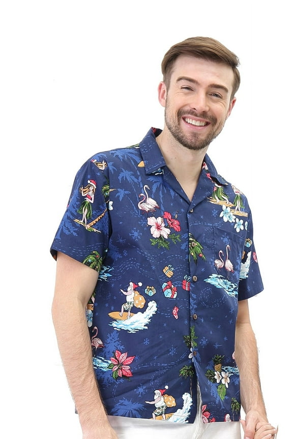 Men's Hawaiian Shirt Aloha Shirt Christmas Shirt Santa Red