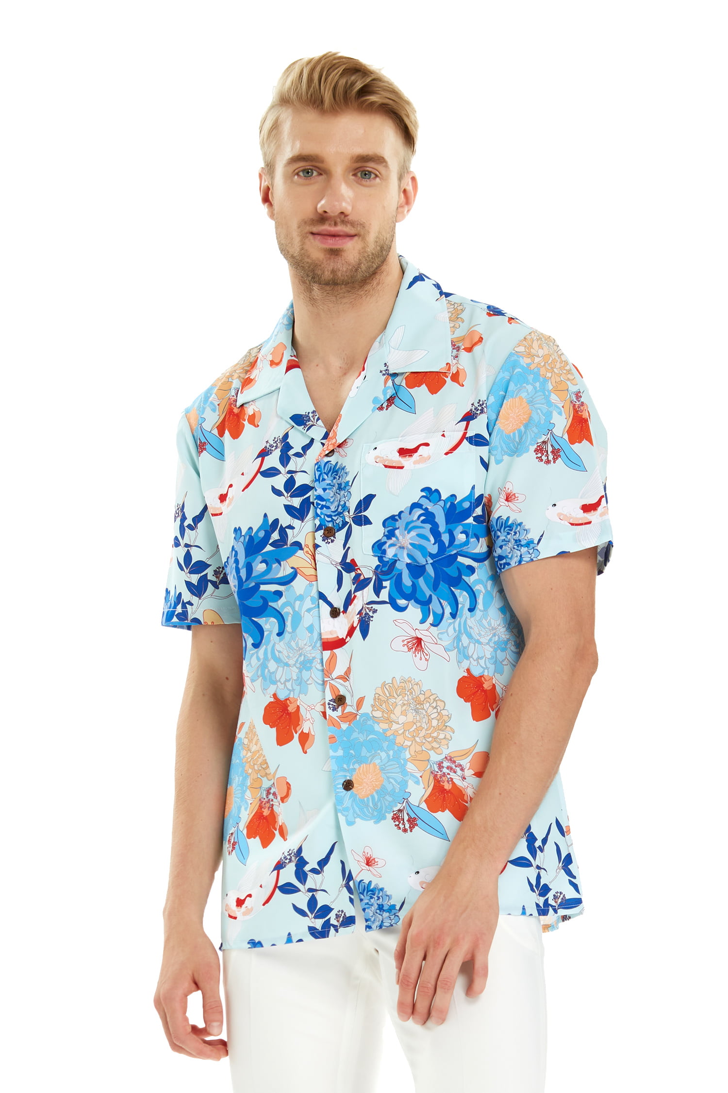 Hawaii Hangover Men's Hawaiian Shirt Aloha Shirt S Flowering Koi