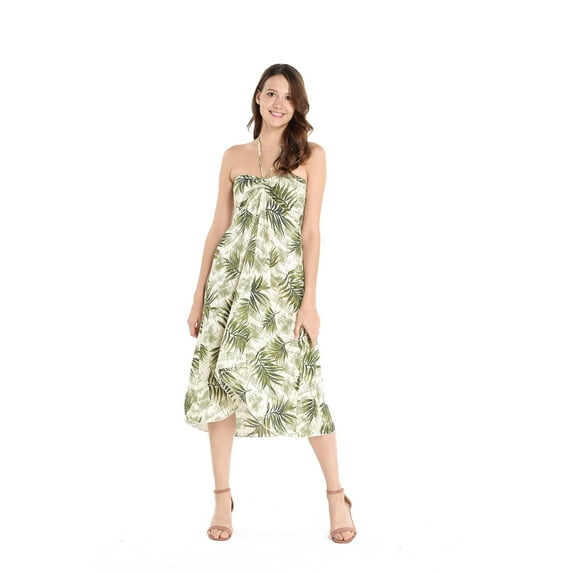 Hawaii Hangover Women Hawaiian Leaf Floral Halter Top Dress, up to size 3xl