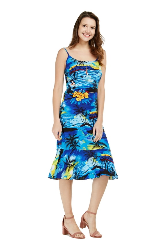 Women's Hawaiian Mermaid Ruffle Dress Sunset Blue