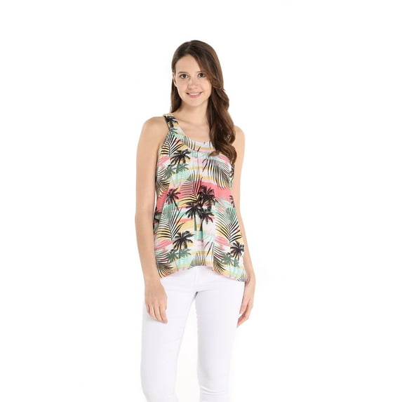 Hawaii Hangover Women's Hawaiian Tank Top in Sunset Neon Pastel L