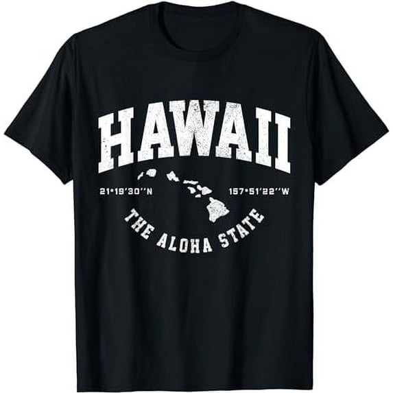 Hawaii Hawaiian Islands Coordinates State Map Souvenir Gift T-Shirt