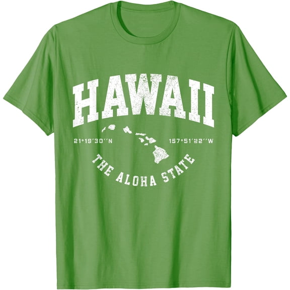Hawaii Hawaiian Islands Coordinates State Map Souvenir Gift Unisex T-Shirt for Men Women,Lime Color,Size 3T