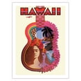 thumbnail image 1 of Hawaii - Hawaiian Ukulele Psychedelic Flower Power Art - Vintage Travel Poster by David Klein c.1960 - Bamboo Fine Art 290gsm Paper Print (Unframed) 24x32in, 1 of 4