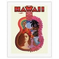 thumbnail image 1 of Hawaii - Hawaiian Ukulele Psychedelic Flower Power Art - Vintage Travel Poster by David Klein c.1960 - Fine Art Rolled Canvas Print (Unframed) 20in x 26in, 1 of 4