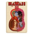 thumbnail image 1 of Hawaii - Hawaiian Ukulele Psychedelic Flower Power Art - Vintage Travel Poster by David Klein c.1960 - 8 x 12 inch Vintage Wood Art Sign, 1 of 4