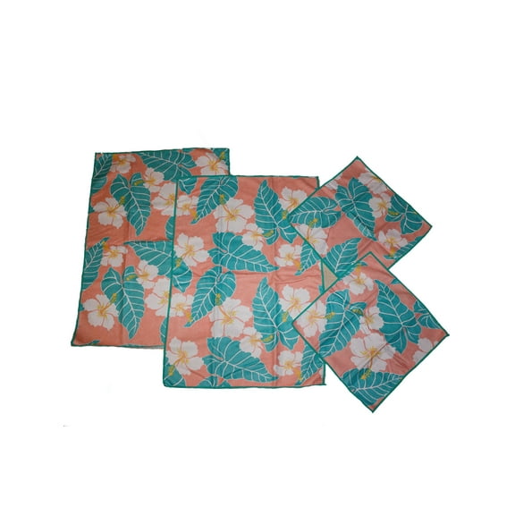 Hawaii Hibiscus Flower 4 Piece Set Microfiber Kitchen Towels and Dish Cloths