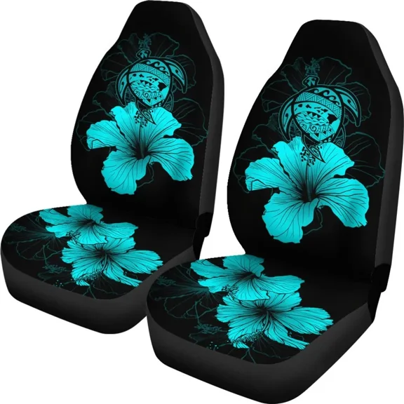 Hawaii Hibiscus Seat Cover Car Seat Covers Set 2 Pc Car Accessories Car Mats - Turtle Map - Turquoise