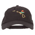 thumbnail image 1 of Hawaii Hibiscus with Map Embroidered Unstructured Washed Cap - Black OSFM, 1 of 5