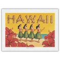 thumbnail image 1 of Hawaii - Hula Dancers - Vintage Hawaiian Travel Poster by Kerne Erickson - Japanese Unryu Rice Paper Art Print (Unframed) 18 x 24 in, 1 of 4