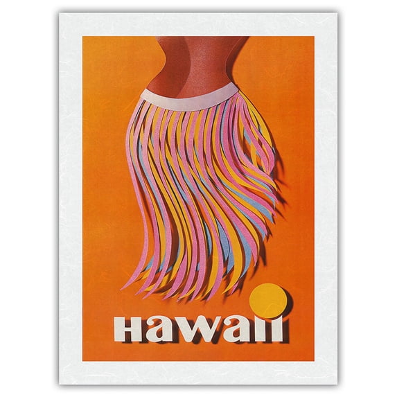 Hawaii - Hula Skirt - Pan American World Airways - Vintage Airline Travel Poster c.1960s - Japanese Unryu Rice Paper Art Print 24 x 32 in
