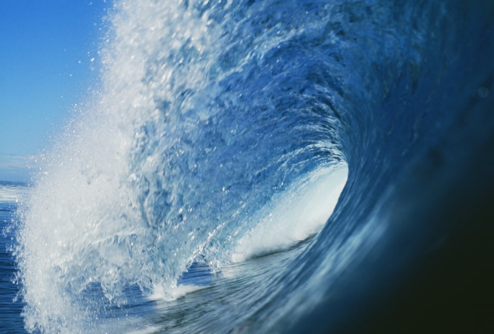 Hawaii Inside Curling Blue Wave Canvas Art - Liysa Swart Design Pics (38 x 24)