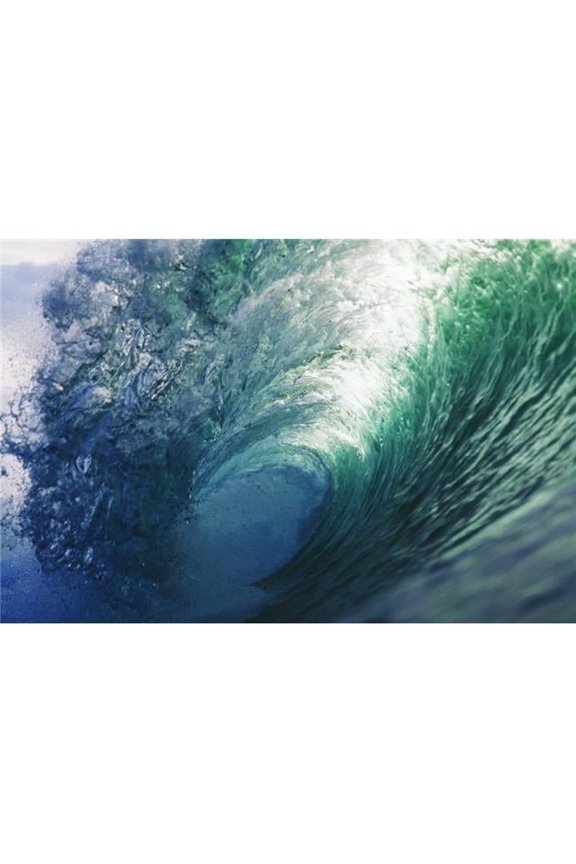 Hawaii Inside Curling Blue Wave Sun Shining Through Crest Poster Print - 19 x 12