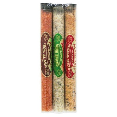 Hawaii Islander Brand 100% Red Alaea Salt & Herb Spices Assorted Gift Set 3 Tubes